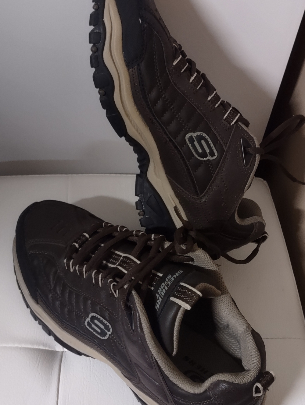 Skechers Energy Downforce Men Size 10 Leather Walking Shoes - Brown - Picture 5 of 11